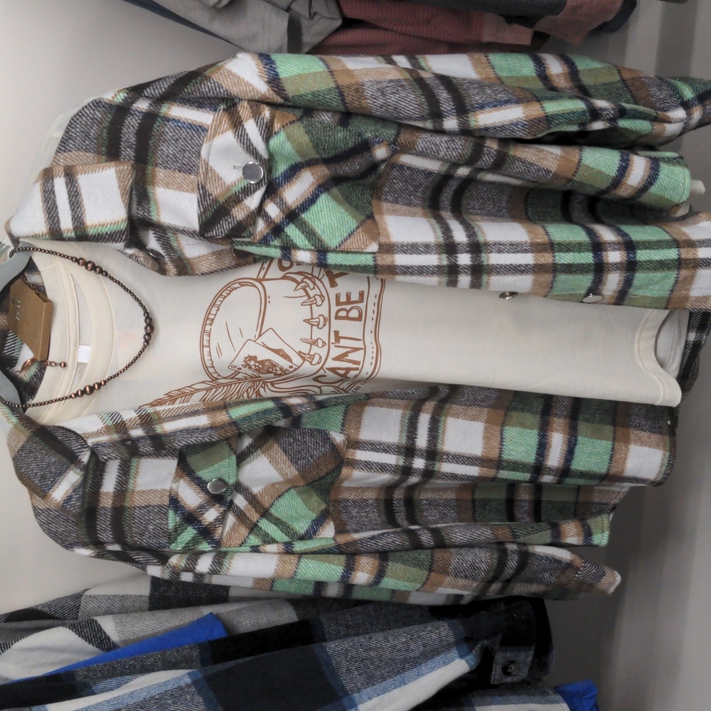 Green Plaid Shacket NWT